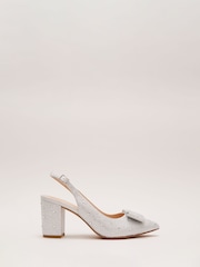 Phase Eight Metallic Embellished Bow Block Slingback Heel - Image 1 of 8
