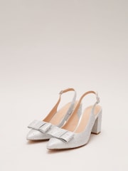 Phase Eight Metallic Embellished Bow Block Slingback Heel - Image 2 of 8