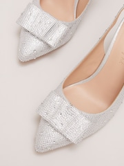 Phase Eight Metallic Embellished Bow Block Slingback Heel - Image 3 of 8