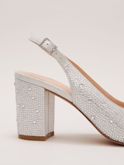 Phase Eight Metallic Embellished Bow Block Slingback Heel - Image 4 of 8