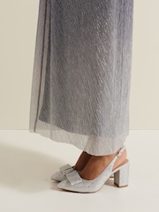 Phase Eight Metallic Embellished Bow Block Slingback Heel - Image 7 of 8
