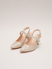 Phase Eight Metallic Glitter Embellished Pointed Slingback Shoes - Image 2 of 7