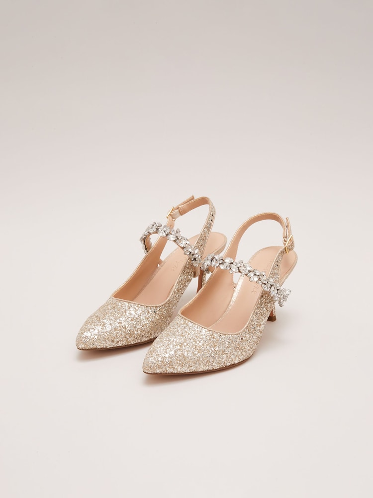 Phase Eight Metallic Glitter Embellished Pointed Slingback Shoes - Image 2 of 7