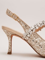 Phase Eight Metallic Glitter Embellished Pointed Slingback Shoes - Image 3 of 7