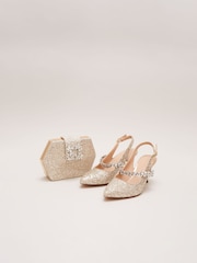 Phase Eight Metallic Glitter Embellished Pointed Slingback Shoes - Image 5 of 7
