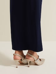 Phase Eight Metallic Glitter Embellished Pointed Slingback Shoes - Image 7 of 7