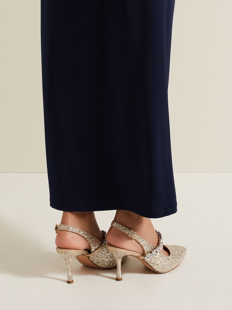 Phase Eight Metallic Glitter Embellished Pointed Slingback Shoes - Image 7 of 7