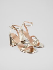 LK Bennett Grey Edita Pearl Strap Block Heels - Image 2 of 4