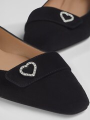 LK Bennett Black Amore Heart Square Toe Flats - Image 4 of 4