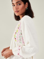 Accessorize Natural Floral Embroidered Mini 100% Cotton Dress - Image 1 of 2