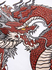 White/Black Dragon Relaxed Fit Graphic Short Sleeve 100% Cotton T-Shirt And Shorts Set (3-16yrs) - Image 4 of 4