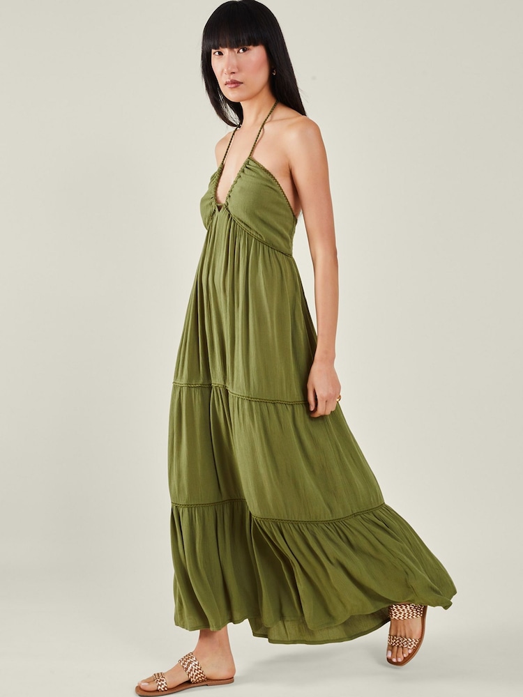 Accessorize Green Halter Maxi Dress - Image 1 of 3