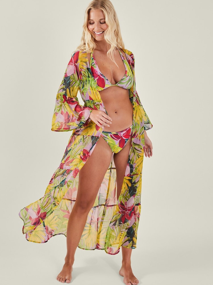 Accessorize Purple Banana Print Maxi Kaftan - Image 1 of 3