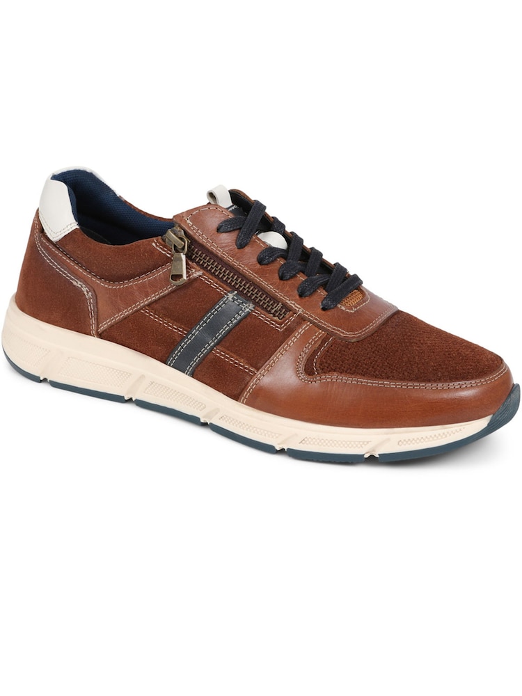 Pavers Lace Up Leather Brown Trainers - Image 2 of 5