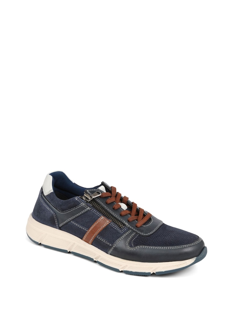 Pavers Blue Lace Up Leather Trainers - Image 2 of 5 Pavers Blue Lace Up Leather Trainers - Image 2 of 5
