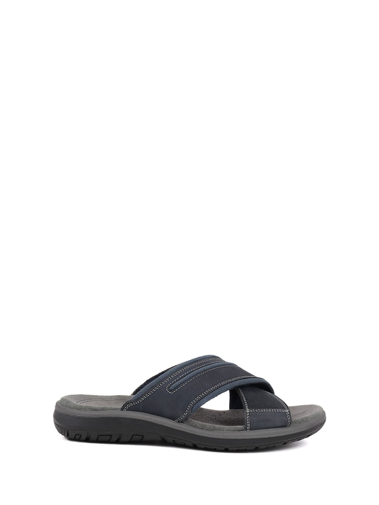 Pavers Blue Pavers Slip On Leather Mule Brown Sandals - Image 1 of 5 Pavers Blue Pavers Slip On Leather Mule Brown Sandals - Image 1 of 5