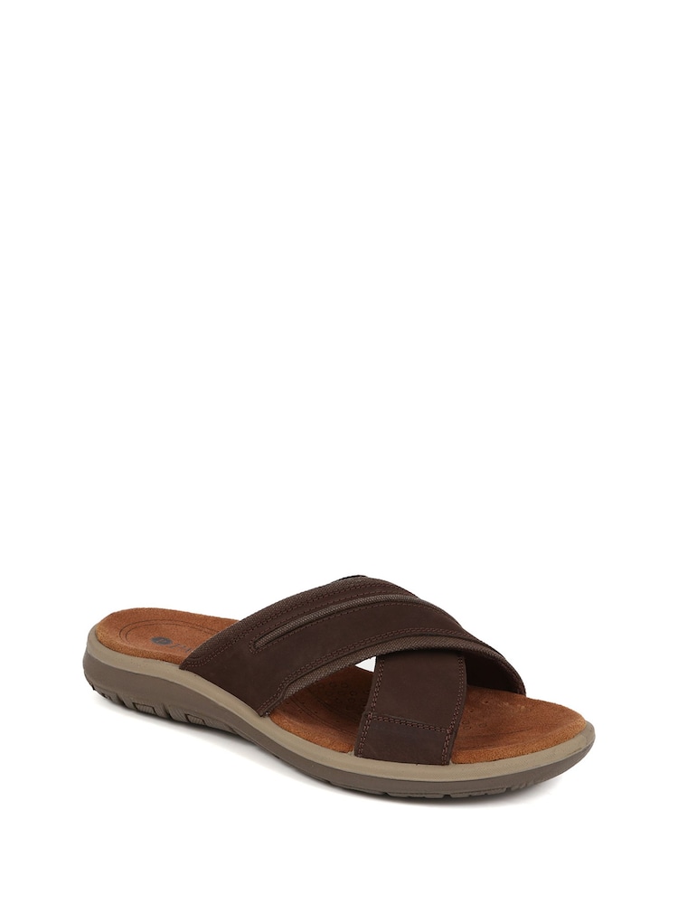 Pavers Brown Pavers Slip On Leather Mule Brown Sandals - Image 2 of 5 Pavers Brown Pavers Slip On Leather Mule Brown Sandals - Image 2 of 5