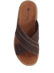 Коричневый - Pavers Slip On Leather Mule Brown Sandals - Изображение 4 из 5