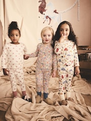 Cath Kidston Navy Floral Long Sleeve Ribbed T-Shirts 3 Pack (3mths-7yrs) - Image 1 of 10