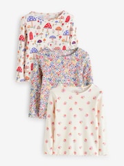 Cath Kidston Navy Floral Long Sleeve Ribbed T-Shirts 3 Pack (3mths-7yrs) - Image 5 of 10