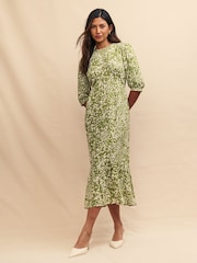 Nobody's Child Green Print Lavender Rachel Midi Dress - Image 3 of 5