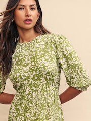 Nobody's Child Green Print Lavender Rachel Midi Dress - Image 4 of 5