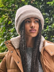 FatFace Natural Faux Fur Beanie - Image 1 of 3