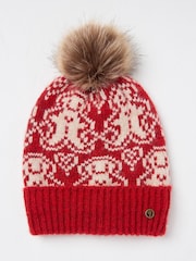 FatFace Red Ginger Bread Beanie Hat - Image 1 of 4