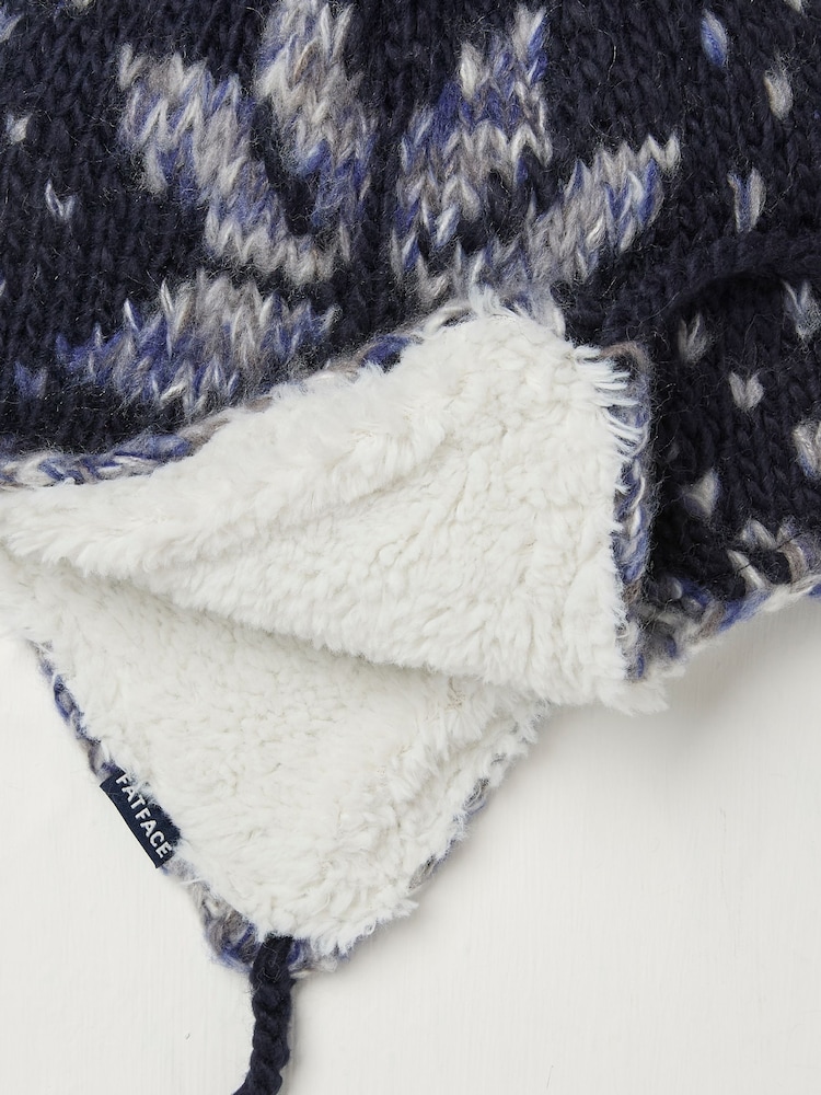 FatFace Navy Snowflake Trapper Hat - Image 2 of 2 FatFace Navy Snowflake Trapper Hat - Image 2 of 2