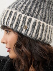 FatFace Grey Plaited Rib Beanie - Image 3 of 4