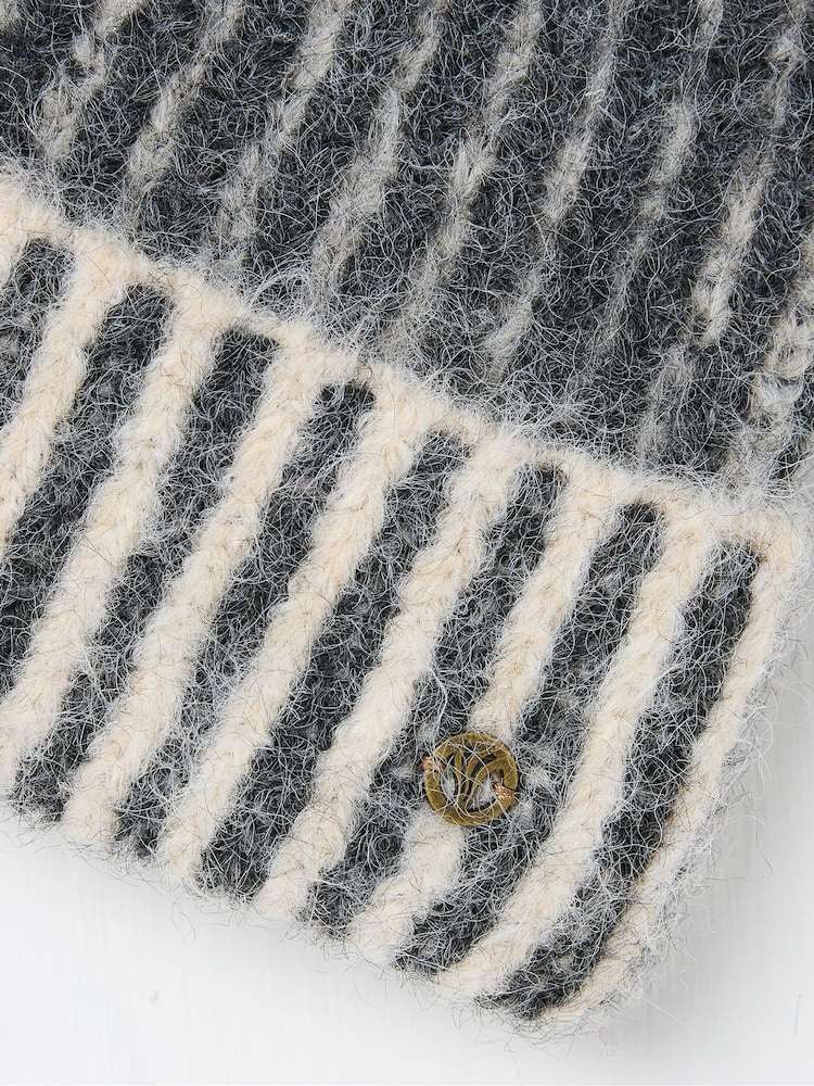 FatFace Grey Plaited Rib Beanie - Image 4 of 4 FatFace Grey Plaited Rib Beanie - Image 4 of 4