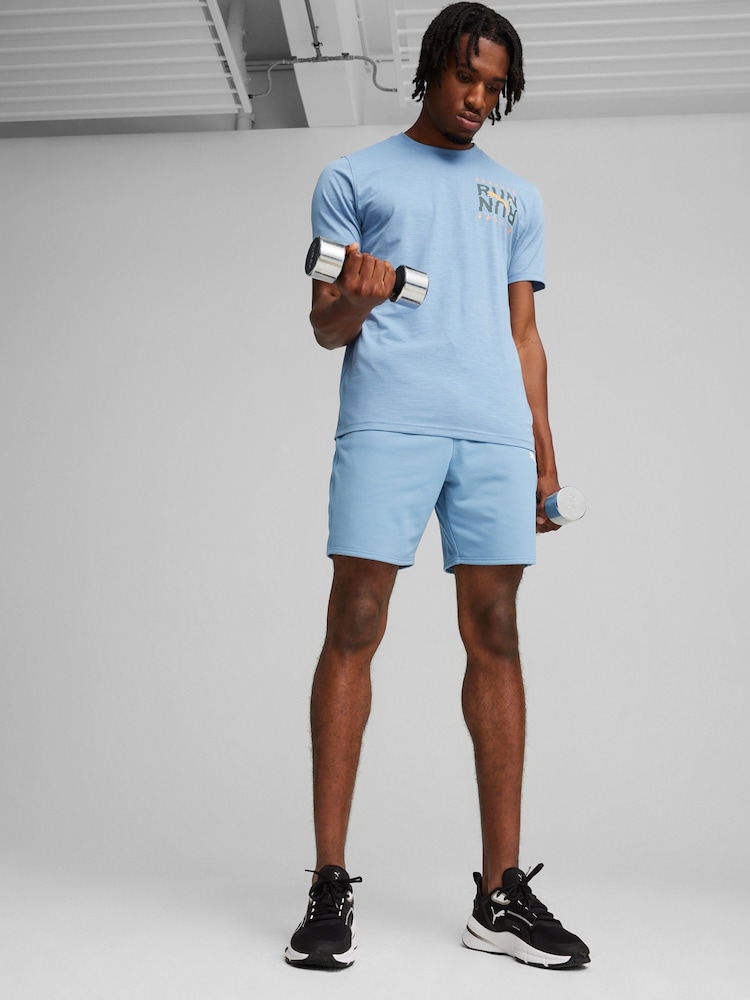 Puma Blue Cloudspun Knit Mens Training Shorts - Image 1 of 6
