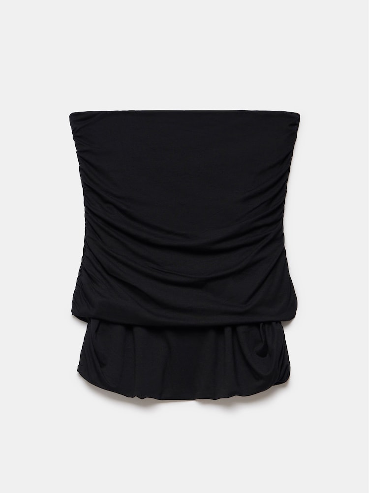Mint Velvet Black Ruched Bardot Top - Image 4 of 4