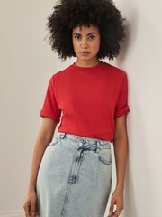 Mint Velvet Red Cotton T-Shirt - Image 1 of 1