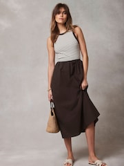 Mint Velvet Brown Stripe Jersey Midi Dress - Image 2 of 4