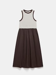 Mint Velvet Brown Stripe Jersey Midi Dress - Image 3 of 4