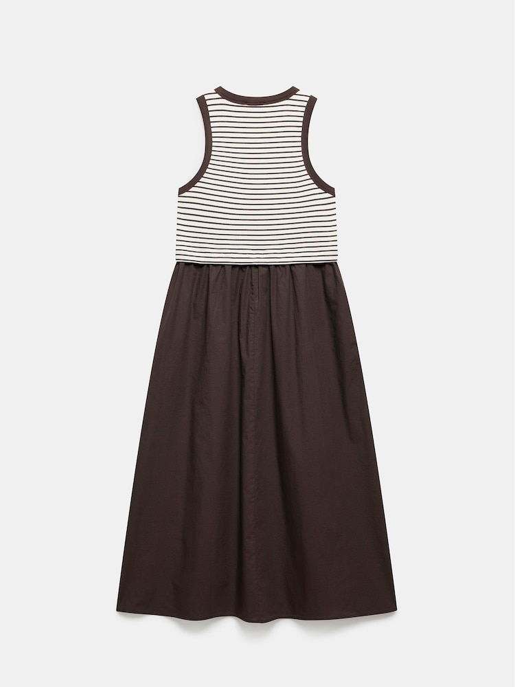 Mint Velvet Brown Stripe Jersey Midi Dress - Image 4 of 4
