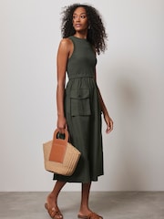 Mint Velvet Natural Jersey Cargo Midi Dress - Image 2 of 4