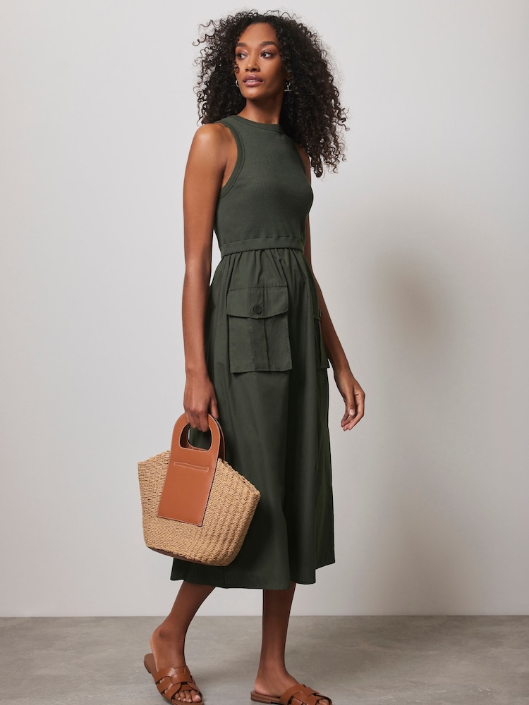 Mint Velvet Natural Jersey Cargo Midi Dress - Image 2 of 4 Mint Velvet Natural Jersey Cargo Midi Dress - Image 2 of 4