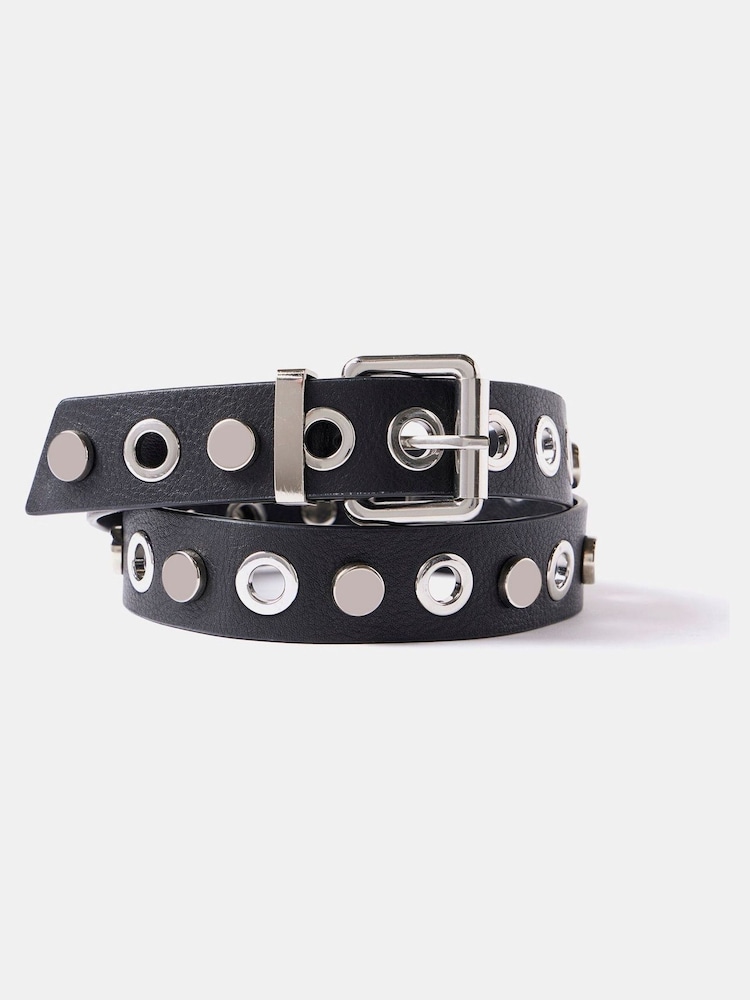 Mint Velvet Black Studded Leather Belt - Image 2 of 3
