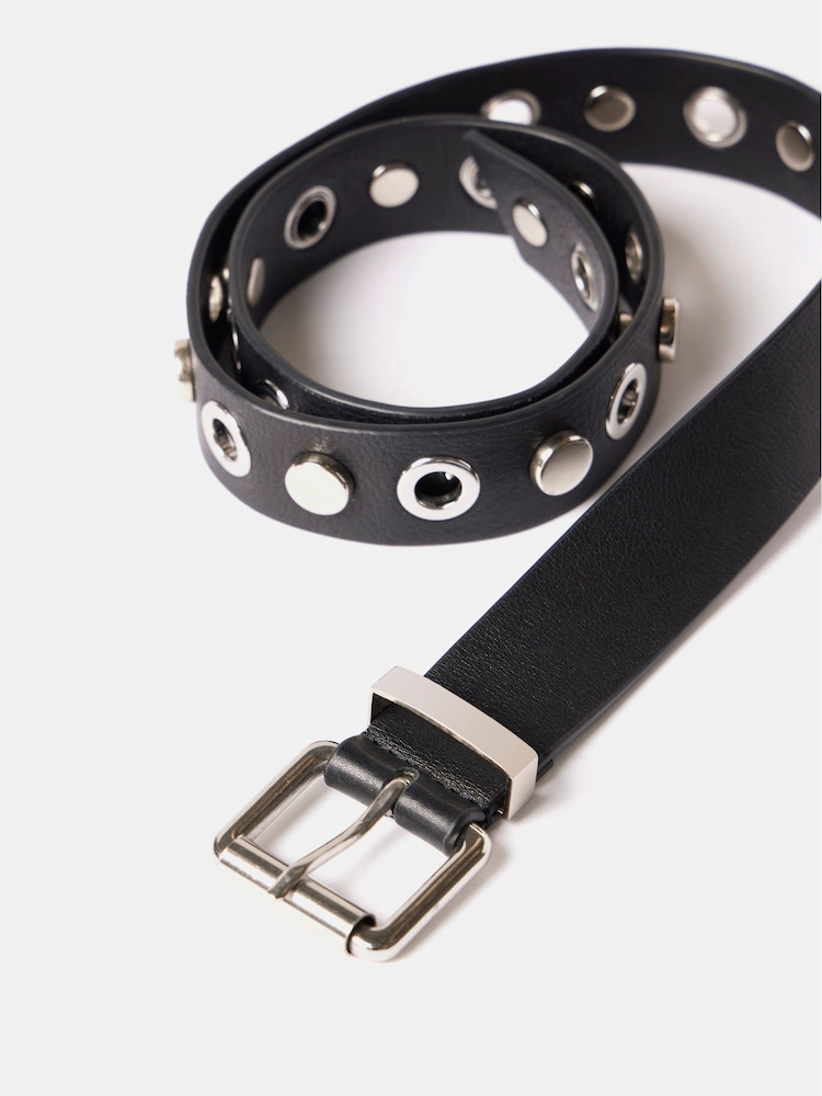 Mint Velvet Black Studded Leather Belt - Image 3 of 3 Mint Velvet Black Studded Leather Belt - Image 3 of 3