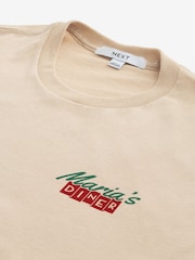 Neutral American Diner Print Slogan Back 100% Cotton Graphic T-Shirt - Image 5 of 6