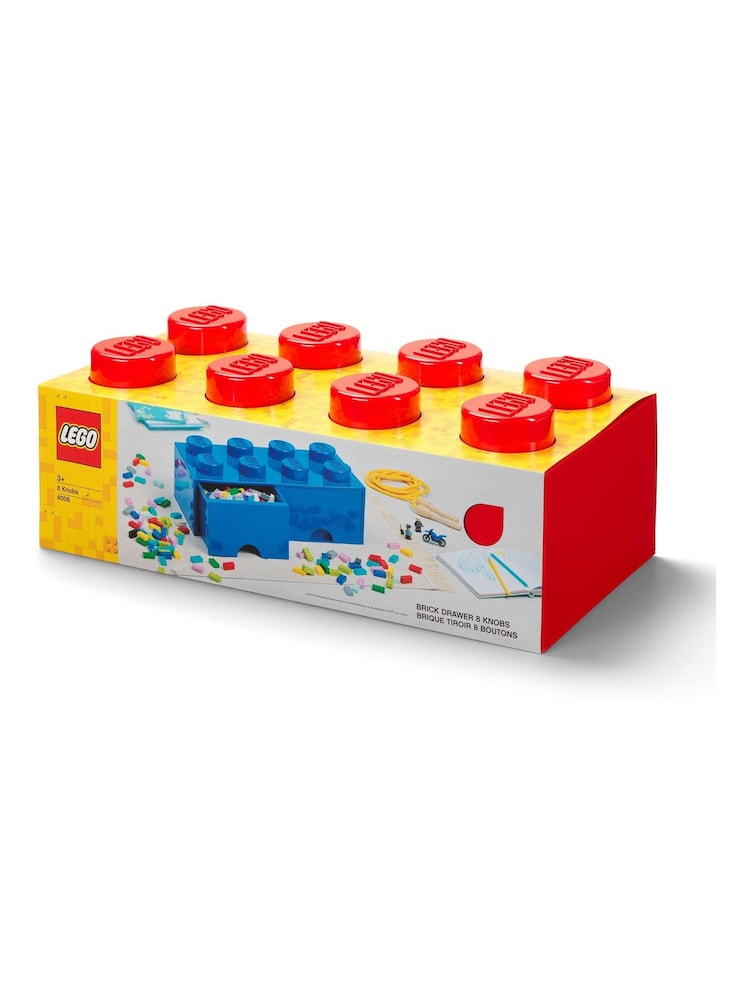 LEGO Red Drawer 8 Knobs 2 Drawers Stackable Storage Box - Image 1 of 5