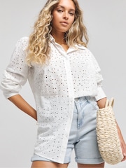 Alb - Simply Be 100% Cotton Broderie Cămăși - Image 1 of 3