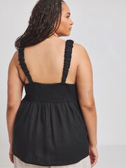 Simply Be Knot Front Linen Black Cami - Image 3 of 4