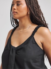 Simply Be Knot Front Linen Black Cami - Image 4 of 4