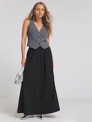 Simply Be Shirred Waist Full Black Skirt - Image 1 of 4