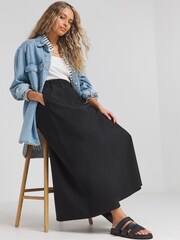 Simply Be Shirred Waist Full Black Skirt - Image 3 of 4