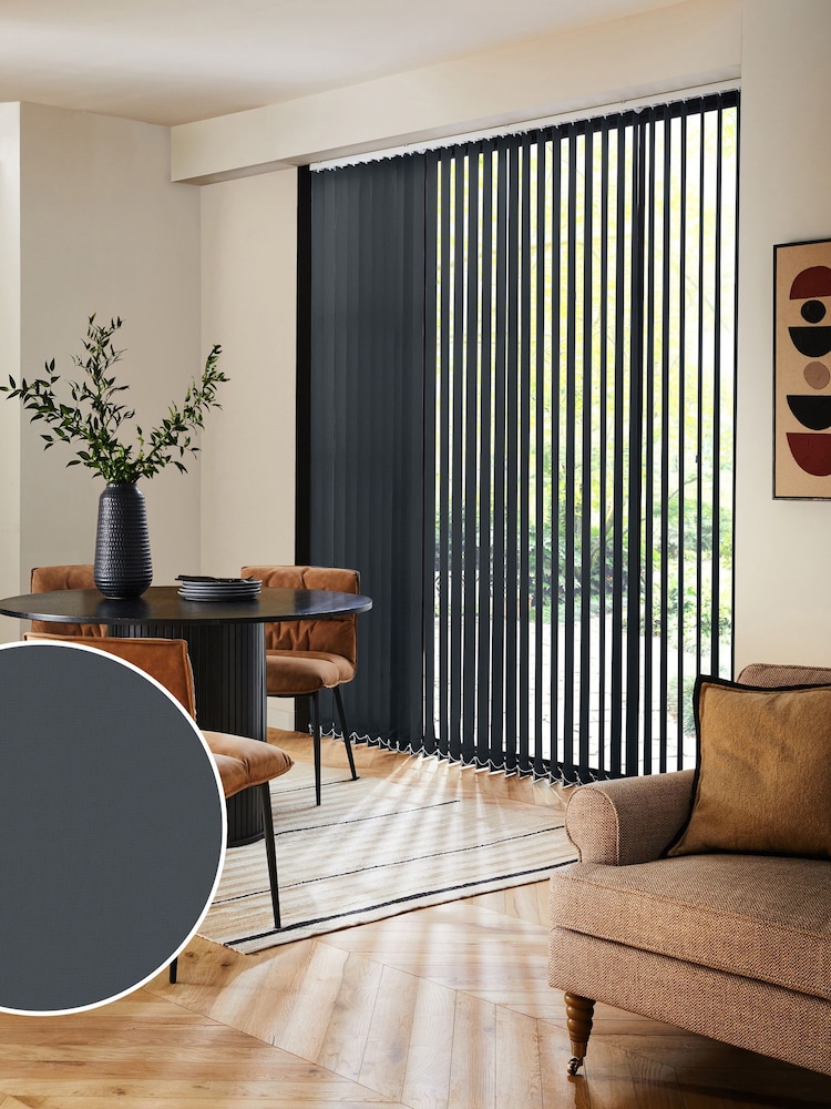 Grey Ram Blackout Made to Measure Vertical Blinds - Image 1 of 8