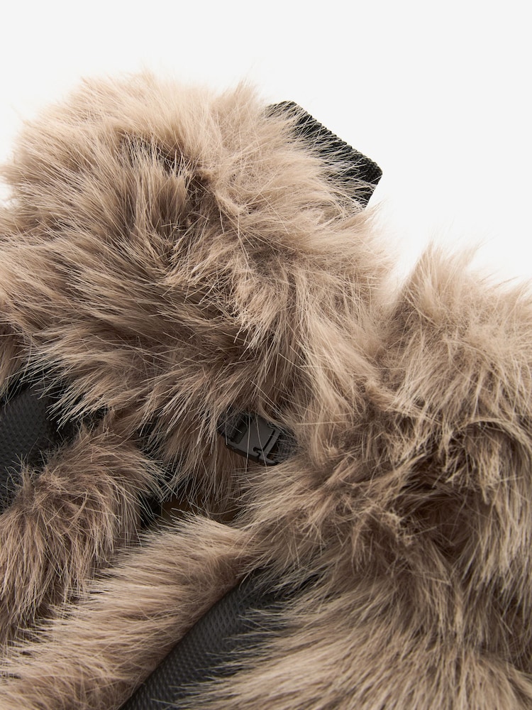 Natural Faux Fur Mittens - Image 2 of 6